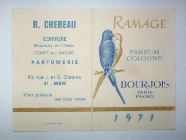 Calendrier parfumé offert par les coiffeurs Maison BOURJOIS année 1971
