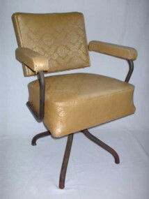 Fauteuil de coiffeur dames revêtement skaï avec motif damassé
